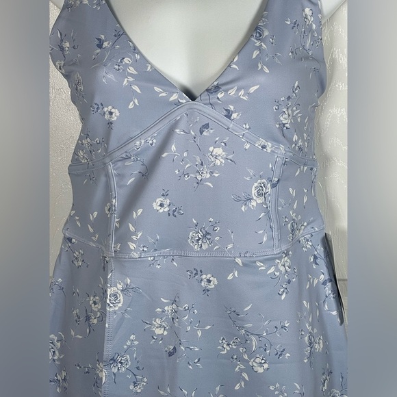 AS REVIVAL~ Light Blue Floral Romper Dress NWT Medium - Picture 4 of 8